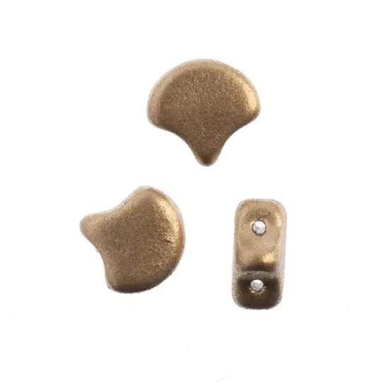 John Bead Czech Glass Metallic Matte Ginko Beads, 50g Bronze Pale Gold {2}