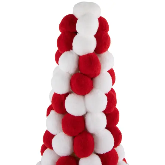 Northlight Candy Cane Plush PomPom Christmas Tree Decoration - 15" - Red and White {4}