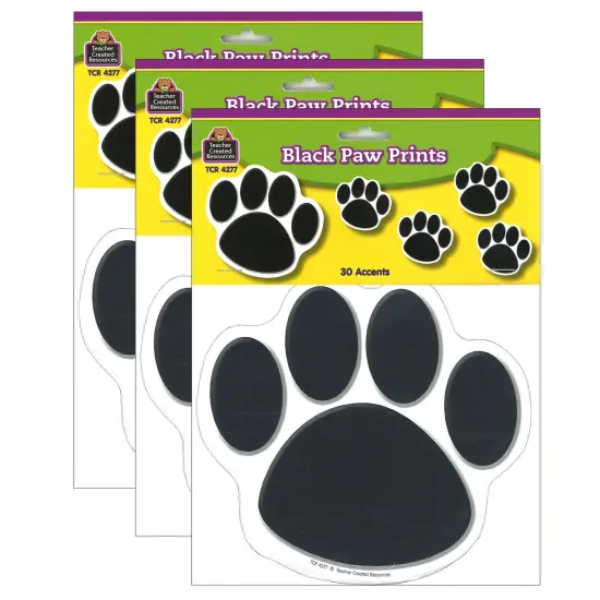 Black Paw Prints Accents, 30 Per Pack, 3 Packs {1}