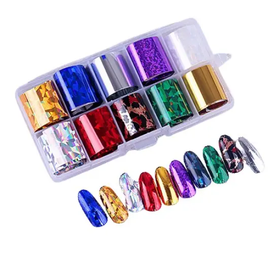 Kitcheniva Holographic Nail Foils DIY Art Transfer Stickers Set of 10 {2}