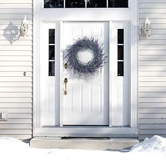 18 inches Lavender Wreaths for Front Door, Artificial Farmhouse Wreaths for Wall Window Party Wedding Decor Indoor Outdoor Spring Summer Fall Decoration for Home {3}