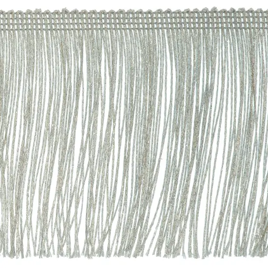 12" Glitter Chainette Fringe Trim Metallic Silver {1}