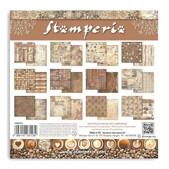 Stamperia Backgrounds Double-Sided Paper Pad 8"X8" 10/Pkg-Coffee And Chocolate, 10 Designs/1 Each {2}