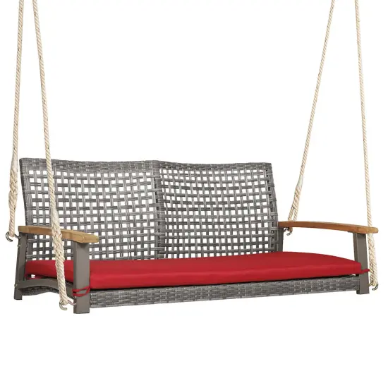 2-Person Patio Wicker Hanging Swing Chair {1}