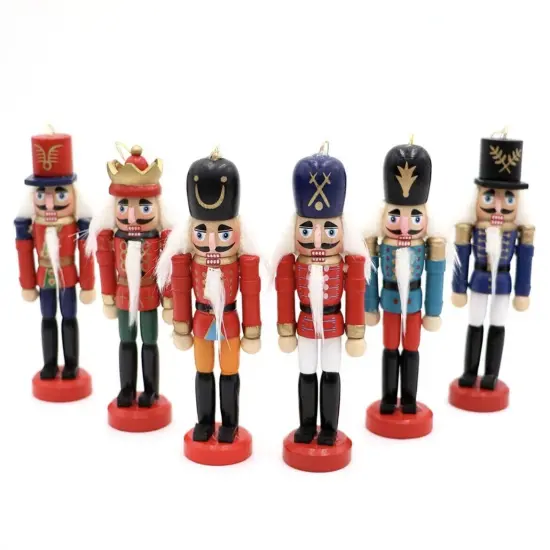 6pcs 12cm Wooden Nutcracker Soldier Christmas Tree Ornaments {2}