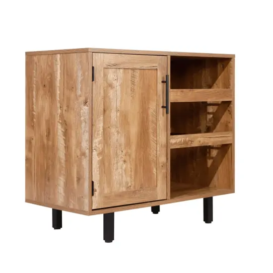 Merrick Lane Aloise Bar and Sideboard with Storage Cabinet, Hanging Stemware Holders and Bottle Storage Gray {8}