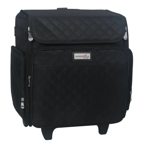 Collapsible Rolling Scrapbook & Featherweight Case, Black Quilted {1}