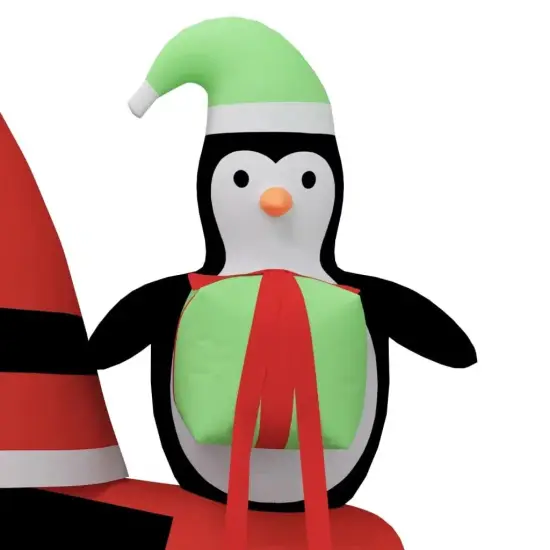 62.2" Christmas Inflatable Santa on Motorcycle with LED Lights {3}