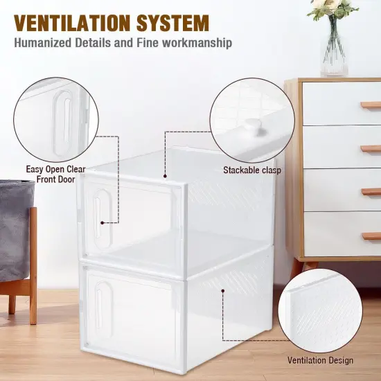 Foldable Stackable Transparent Shoe Box Storage Organizer {3}
