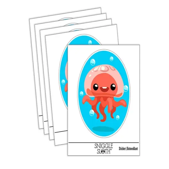 Adorable Floating Jellyfish Bubbles Waterproof Vinyl Phone Tablet Laptop Water Bottle Sticker Set - 5 Pack {2}