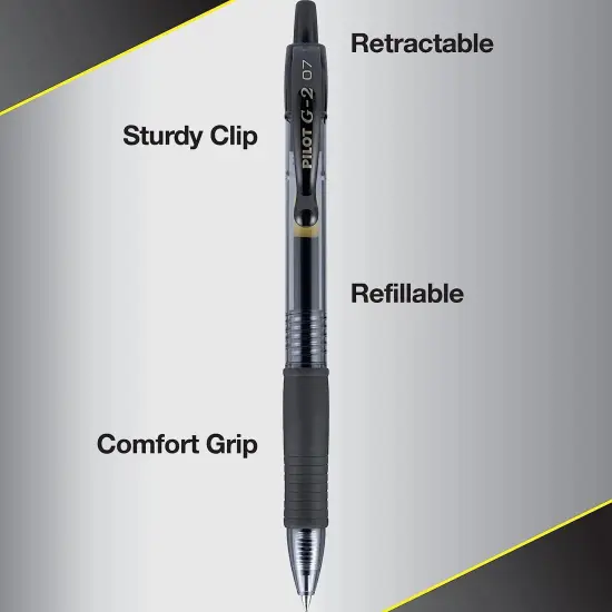 G2 Premium Refillable & Retractable Rolling Ball Gel Pens, Fine 0.7mm, Black (31020) {5}