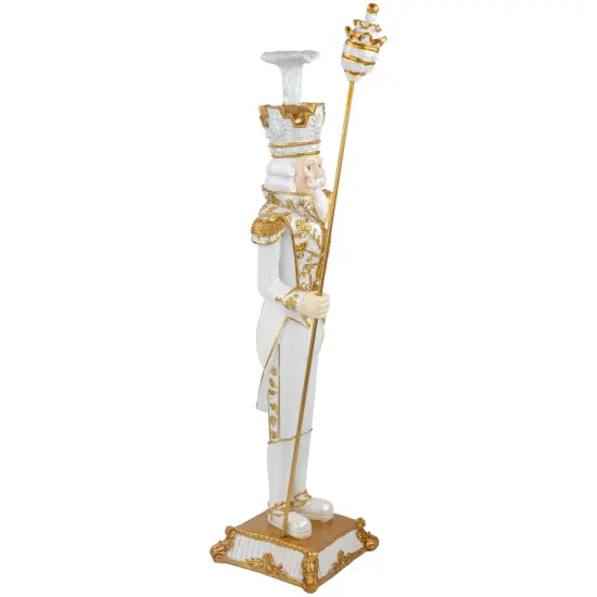 Northlight Christmas Nutcracker Soldier with Scepter - 25.75" - White and Gold {5}