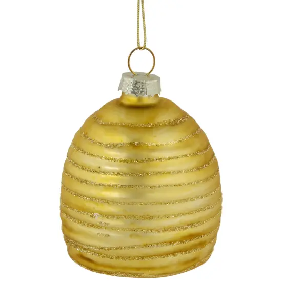 Northlight 2.75" Glittered Beehive Glass Christmas Ornament Gold {5}