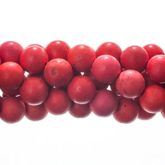 Earth's Jewel Semi-Precious 12mm Red Stabilized Turquoise Dyed Natural Round Strung Bead {1}