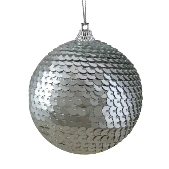 Northlight 3" Silver Sequin Shatterproof Ball Christmas Ornament {1}