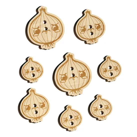Cute Kawaii Sad Crying Onion Wood Buttons for Sewing Knitting Crochet DIY Craft {7}
