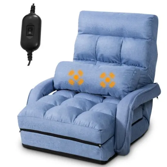 Folding Floor Massage Chair Lazy Sofa with Armrests Pillow {3}