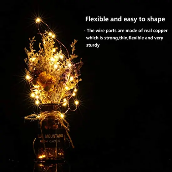 20 Pack LED Fairy Lights Battery Operated String Lights - 3.3ft 20 LED,Copper Wire Warm White | Wedding,Party Centerpieces,Table Decor | DIY Crafts,Graduation,Home Decor | Mason Jars D&eacute;cor {2}