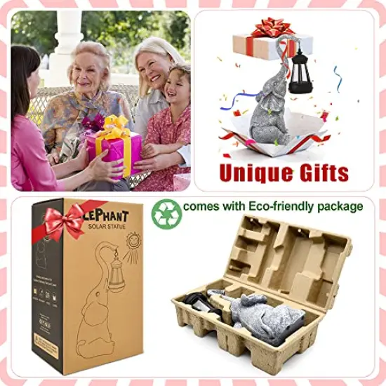 Elephant Statue for Garden Decor with Gift Appeal - Ideal Gifts for Women, Mom or Birthdays, Beautifully Crafted Outdoor & Home Decor to Wow Your Guests (11" Elephant) {6}