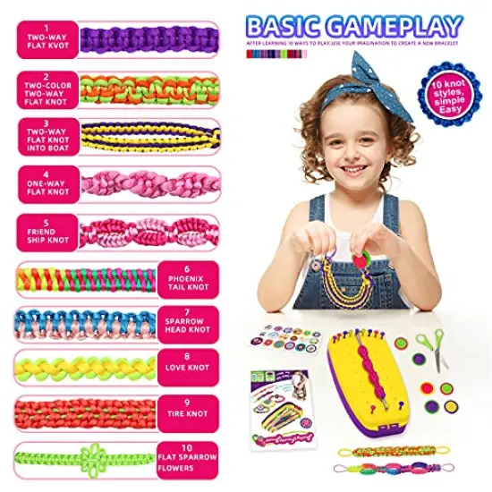 Bracelet Making Kit Toys, Ages 7 8 9 10 11 12 Year Old Girls Gifts Ideas, Birthday Present for Teen Girl, Arts and Crafts String Maker Tool, Bracelet DIY, Kids Travel Activity Set {6}