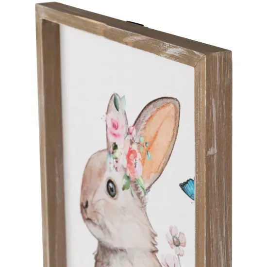 Northlight Easter Bunny with Flowers Framed Wall Sign - 11.75" Multi {6}