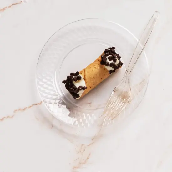 100 Pieces Clear Plastic Plates, 6.25" Clear Plastic Dessert Plates, Round Party Appetizer Plates Disposable, Small Plastic Plates, Clear Plates for Party, Small Cake Plates for Weddings & Holidays {3}