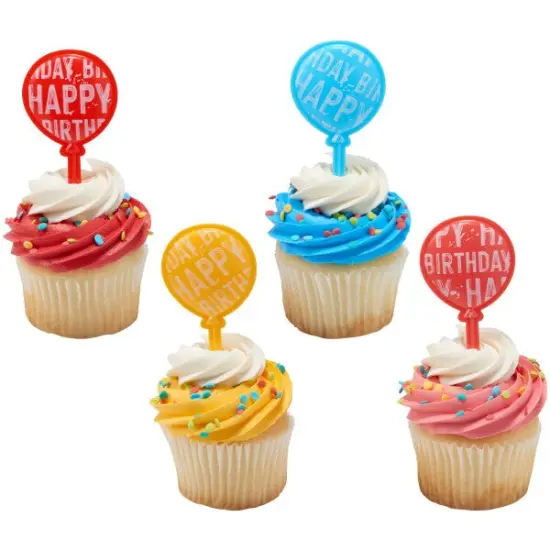 Happy Birthday Balloon DecoPics Cupcake Decoration, 12ct {2}