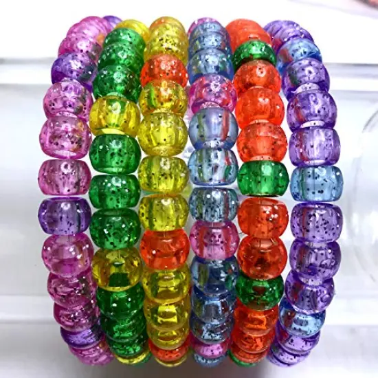 500 Pieces 6x9mm Mixed Colors Glitter Transparent Mix Plastic Pony Beads {5}