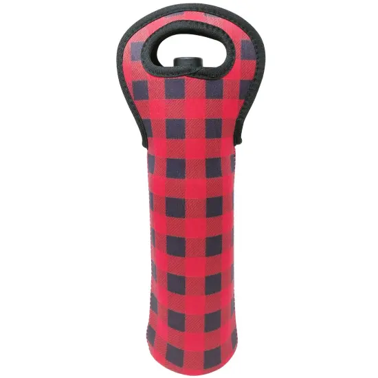 Wrapables Insulated Neoprene Wine Tote, One Bottle / Red Plaid {1}
