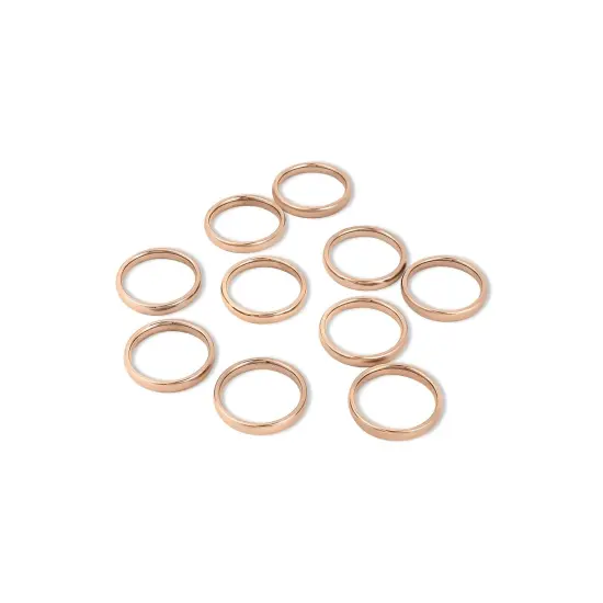 10 Pack - 3mm Size 6 Rose Gold Rounded Stainless Steel Blank Rings {1}