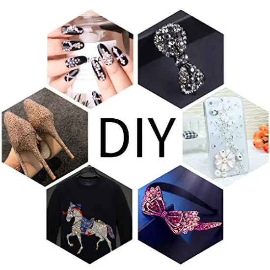 6400 Pieces Hotfix Rhinestones Black Flat Back 5 Mixed Sizes Crystal Round Glass Gems with Tweezers and Picking Rhinestones Pen {2}