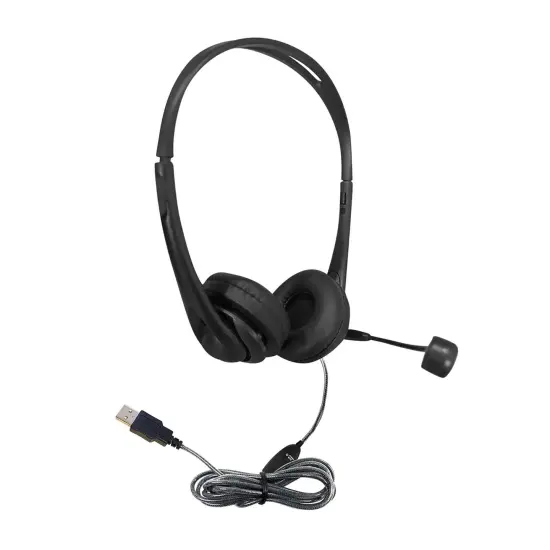 WorkSmart Personal Headset - USB with Steel-Reinforced Gooseneck Microphone, Leatherette Ear Cushions {3}