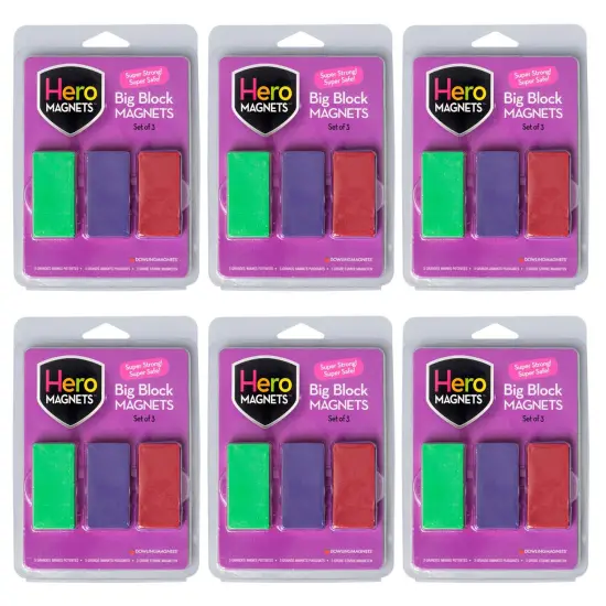 Hero Magnets: Big Block Magnets, 3 Per Pack, 6 Packs {1}