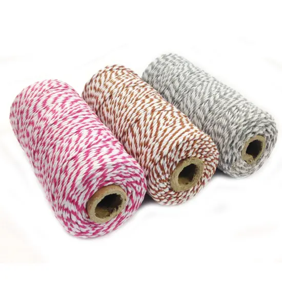Wrapables Cotton Baker's Twine 12ply 330 Yards (Set of 3 Spools x 110 Yards) for Gift Wrapping, Party Decor, and Arts and Crafts (Grey, Brown, Hot Pink) {2}