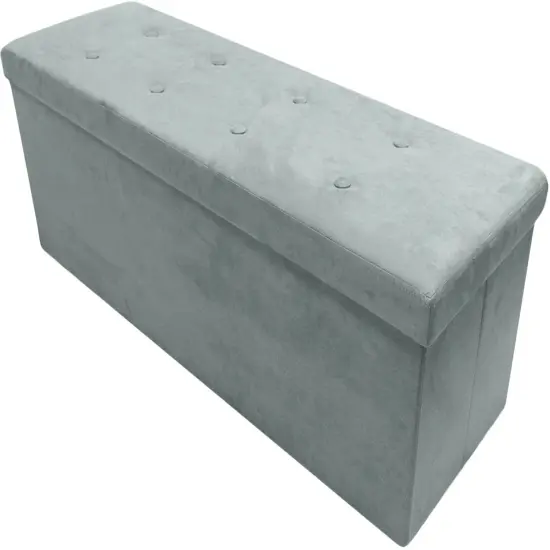 Sorbus Storage Bench Chest Collapsible Folding Bench Gray {1}