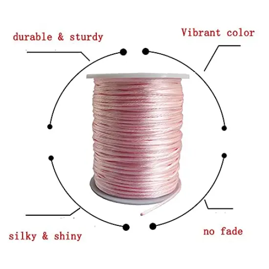1.5mm Nylon Satin Cord Thread Beading String for Macrame Bracelets Chinese Knotting,Necklaces,Jewelry Making 109 Yards (Pink) {1}