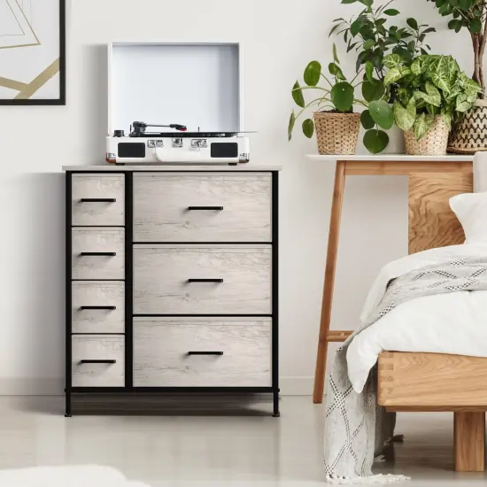 Sorbus Dresser with Drawers - Furniture Storage Tower Unit for Bedroom, Hallway, Closet, Office Organization - Steel Frame, Wood Top, Easy Pull Fabric Bins Rustic Beige {3}