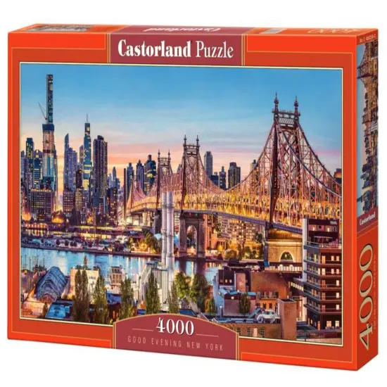 4000 Piece Jigsaw Puzzle, Good Evening New York, Puzzle of NYC, Puzzles of the USA, City Skyline Puzzle, New York Harbor and Bridge Puzzle, Castorland C-400256-2 {1}
