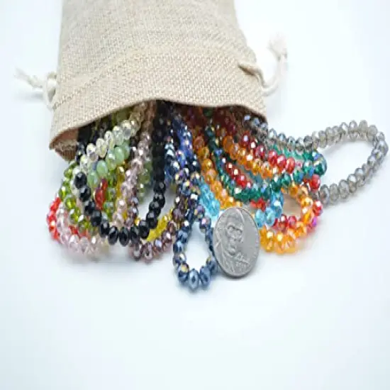 Faceted Glass Crystal Beads1350 Pieces Strands Briolette Rondelle Crystal Beads Spacer for Jewelry Making 15 Colors 6MM {5}