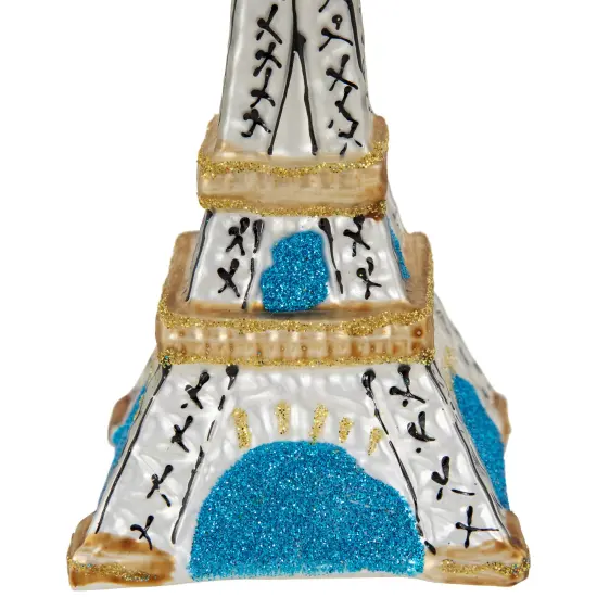 Northlight 4.75" Silver Eiffel Tower Glittered Christmas Glass Hanging Ornament Gold {6}