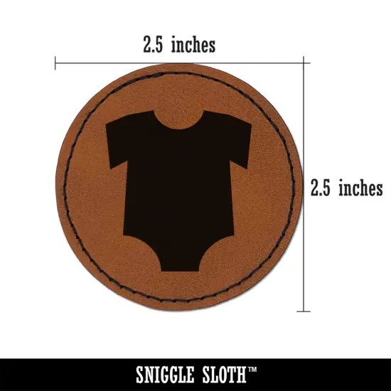 Baby Outfit Round Iron-On Engraved Faux Leather Patch Applique - 2.5" Brown {3}
