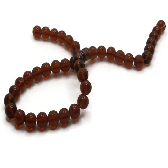 42 8mm Clear Brown Round Glass Beads {5}