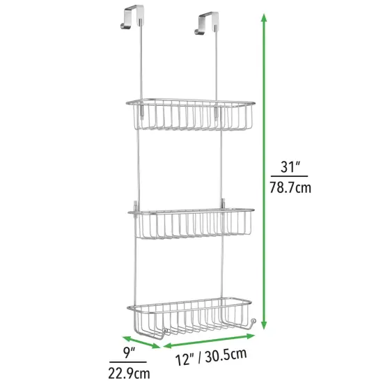 mDesign Metal Over Shower Door Caddy, Bathroom Storage Organizer {3}