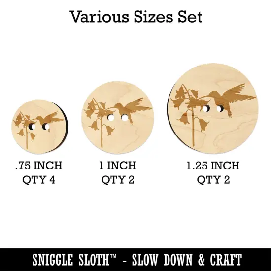 Hummingbird and Flower Wood Buttons for Sewing Knitting Crochet DIY Craft {1}