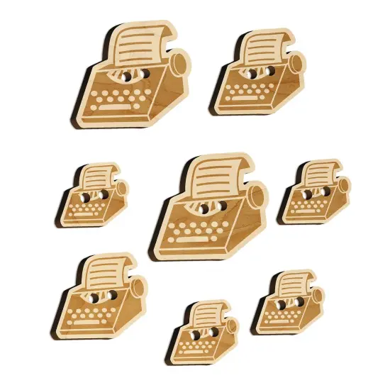 Old Typewriter Icon for Novels Books and Letters Wood Buttons for Sewing Knitting Crochet DIY Craft {7}