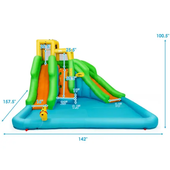 Inflatable Water Park Bounce House with Climbing Wall without Blower {4}