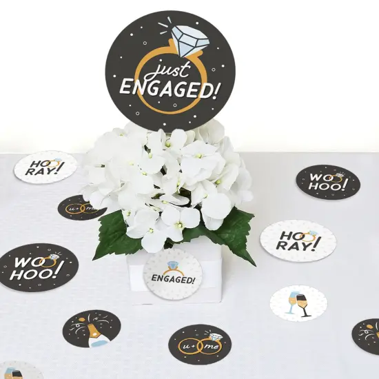 Big Dot of Happiness Just Engaged - Black and White - Engagement Party Giant Circle Confetti - Party Decorations - Large Confetti 27 Count {7}