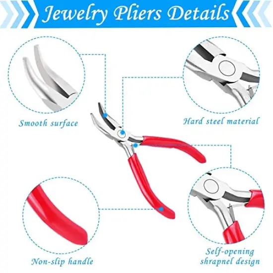 6 Pieces Jewelry Pliers, Jewelry Making Tools Kit Includs Needle Round Nose Pliers, Wire Cutters, Crimping Pliers, Bent Nose Pliers, End Nippers for Beading Craft {6}
