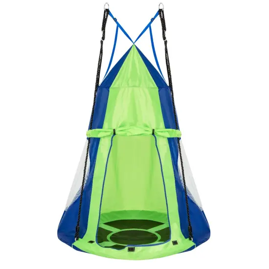2-in-1 40 Inch Kids Hanging Chair Detachable Swing Tent Set Green {2}