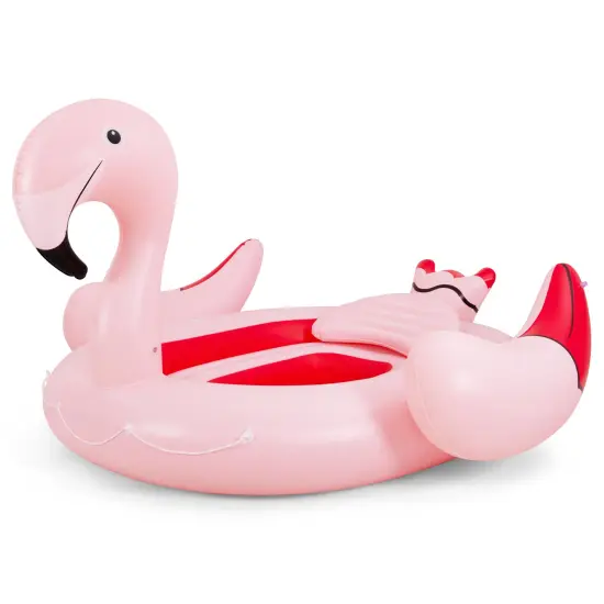 6 People Inflatable Flamingo Floating Island with 6 Cup Holders for Pool and River {2}